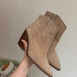 Vince Camuto Beige Suede Heeled Boots